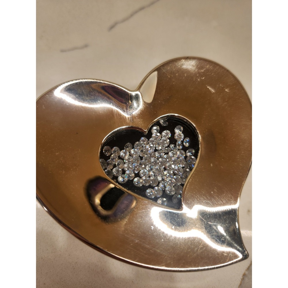 Swarovski Silver-Plated Trinket Heart Jewelry Box W/Loose Clear Crystals‎ In Lid - Picture 11 of 11